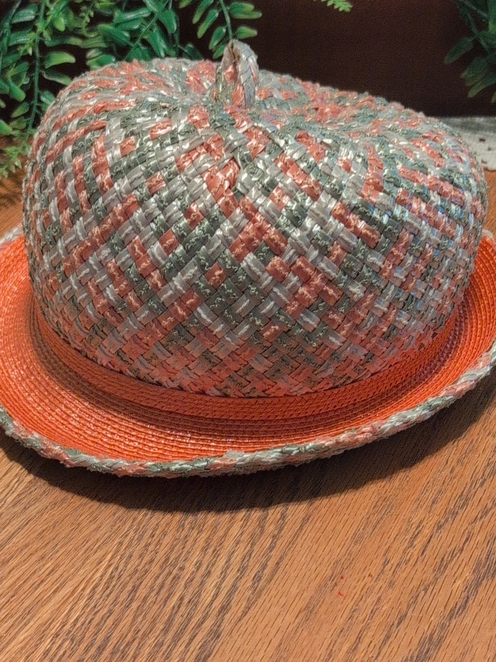 Vintage Woven Straw Bowler Hat Emme
